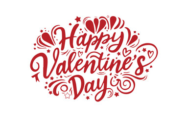 Happy Valentine's Day Vector greeting card with  flourishes elements