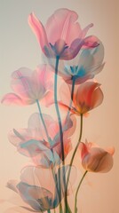 elegant flower composition with tulips, neutral colors,  blur
