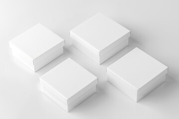White carton product box set mockup, top side view.
