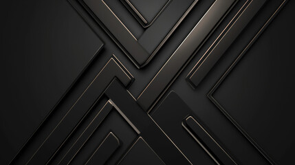 Sleek black X shaped geometric background useful for technology backdrops. - obrazy, fototapety, plakaty