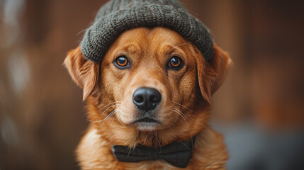 portrait of a dog wearing a bow tie