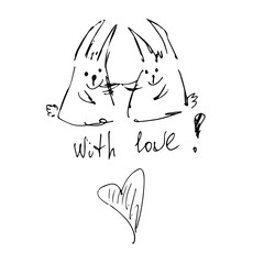 Hand drawn hare,cute bunny.