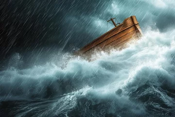 Schilderijen op glas Noah's ark in the middle of a storm © Aleksandar
