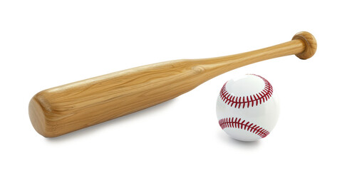 baseball bat and ball symbolizing iconic equipment isolated on white background