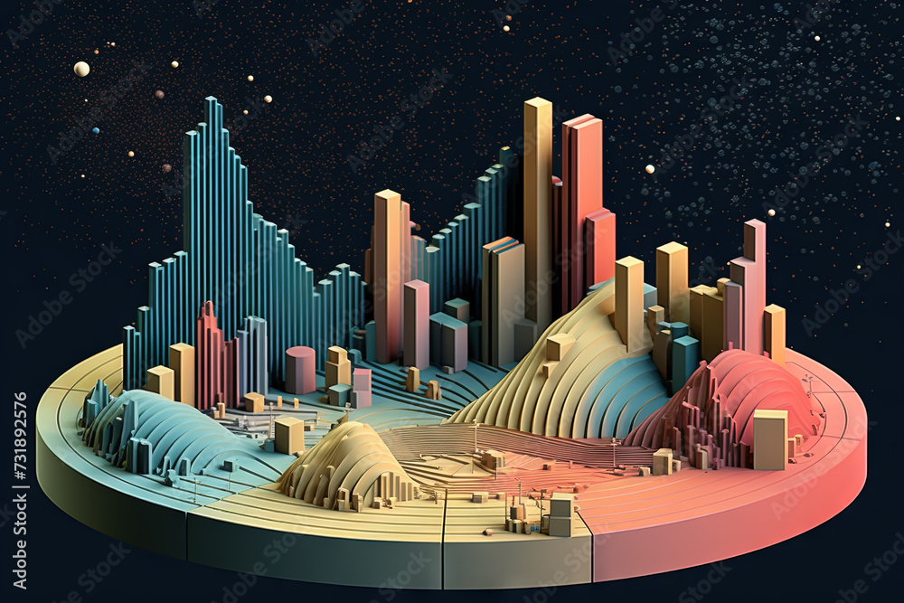 Poster abstract business graph in mountain style. data bars concept element for business