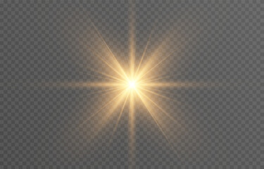 Vector light png. Realistic bright flash of light png. Sun, sun rays.