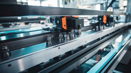 Engineering background: Precision machinery in action, showcasing sleek design and advanced technology. Metallic gears in intricate detail create an industrial ambiance