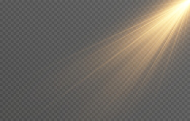 Vector light png. Realistic bright flash of light png. Sun, sun rays.