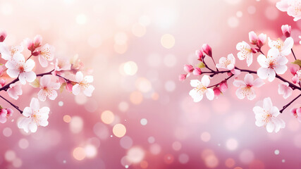 Beautiful spring flowers blurred background with bokeh effect.