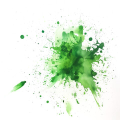Fototapeta na wymiar Messy green colour splash on white paper