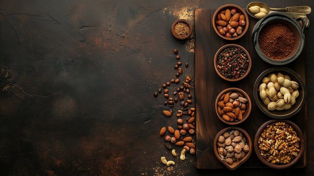 Arabic Spice and Nut Bowl Illustration Designed for Copy Space, Powered by Generative AI