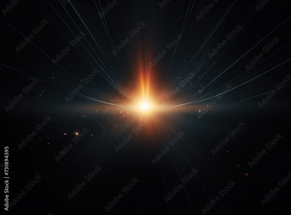Aufkleber light flare in the dark space. abstract background with shiny lens glare effect