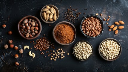 Sensory Delights: Bowl of Nuts and Arabic Spices Illustration, Perfect for Your Text, Generated by AI