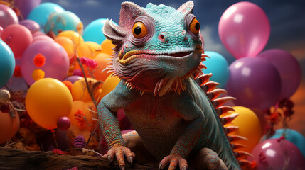 Whimsical Creatures: Cartoon Reptiles and Funny Wildlife in Vector Art, generative AI