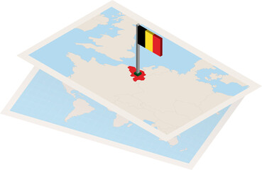 Belgium map and flag