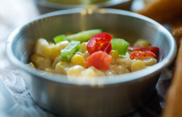close-up of corn salad