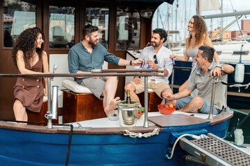 Joyful Group Enjoying a Leisure Time on Yacht
