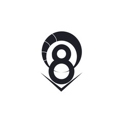 Number 8 logo silhouette vector on white background.