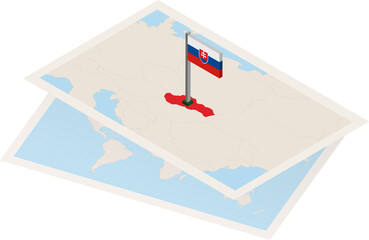 Slovakia map and flag