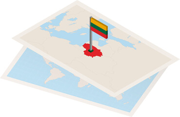 Lithuania map and flag