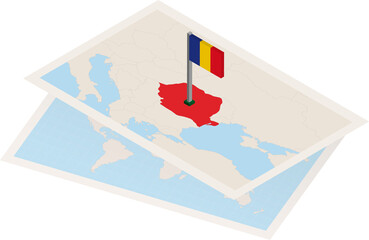 Romania map and flag