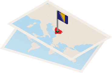 Bosnia and Herzegovina map and flag