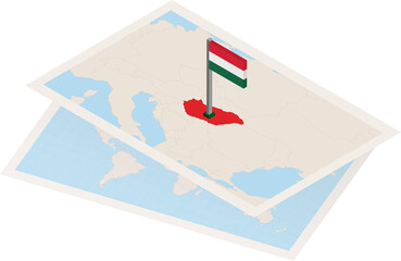 Hungary map and flag