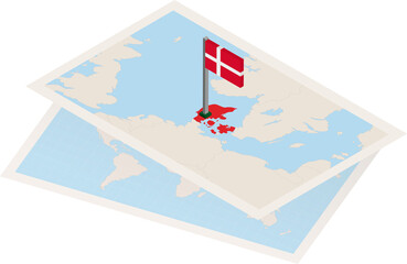 Denmark map and flag