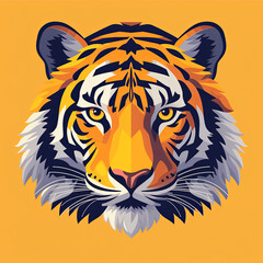 Colorful tiger logo illustration, vector style graphic. 