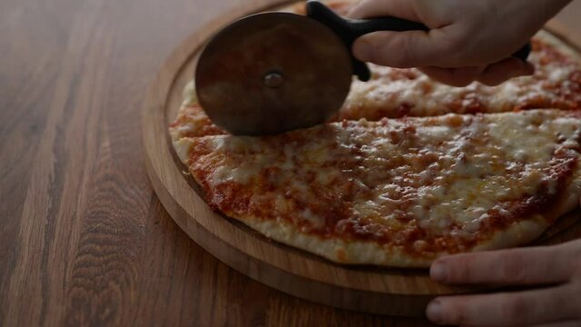 hot delicious homemade pizza with tomato sauce and mozzarella, margherita pizza