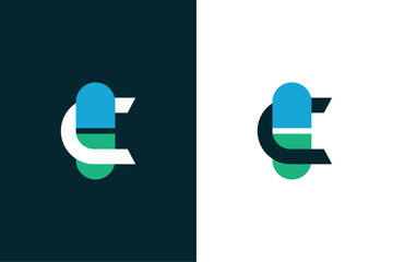 Letter C Medicine Capsule Tablet Logo design template. Pharmacy Medical Hospital care icon symbol vector design. Editable Capsule design.
