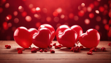 Heart shaped balloons bokeh lights background love gift concept 