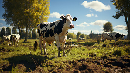 cow in the meadow wallpaper made with generative AI