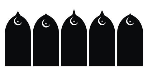 Islamic or Arabic door and window vector shapes silhouettes.