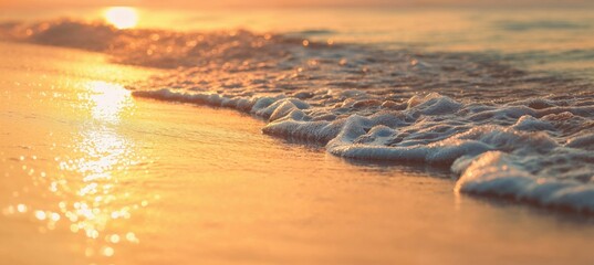 Wanderlust background with Romantic Sunrise Beach. Calm Vacation Seascape.
