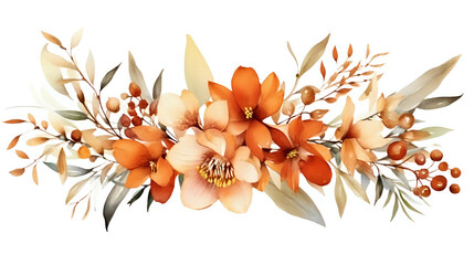  isolated elegant floral arrangement with warm autumn tones, ideal for seasonal greeting cards, wedding invitations, and home decor design elements.