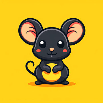 Cute funny mouse illustration on colorful background. 