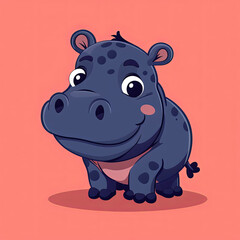 Fototapeta premium Cute vector style hippo illustration. 