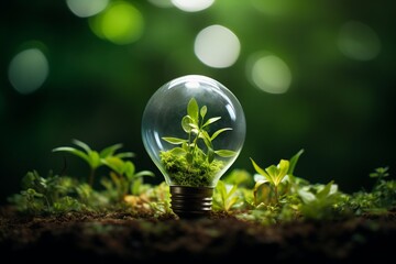 Green energy light bulb  renewable energy for earth day and environment protection