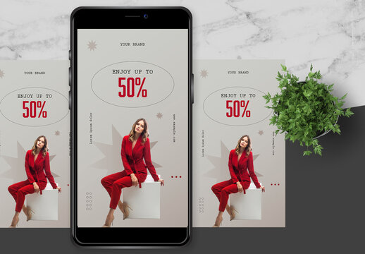 Grey and Red Fashion Sale Instagram Story
