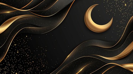 Crescent and Lanterns Casting Light on Ramadan Kareem Greeting, Crafted by Generative AI