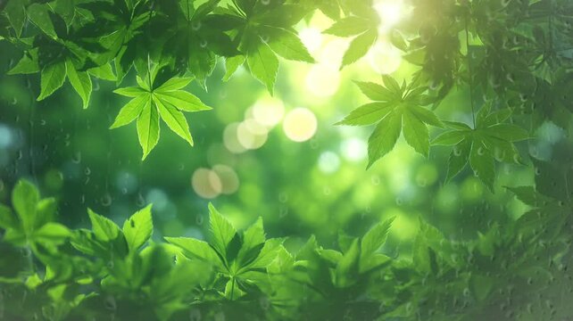 a lush tree adorned with vibrant and colorful leaves, harmoniously embracing the sunlight, forming a lively panorama of nature, looping video