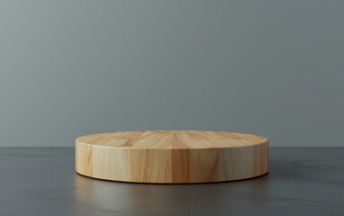 Minimalist Wooden Podium with natural light for Product Display