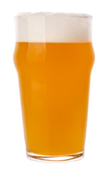 NEIPA ale in nonic pint glass isolated on white