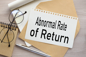 Abnormal Rate of Return text on the page on the envelope