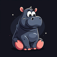 Fototapeta premium Cute vector style hippo illustration. 
