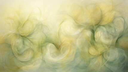 Purity and peace. Delicate swirls of pastel yellow and green, representing the ethereal thread peace and at one with the Enviroment