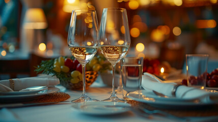 luxurious dining at its finest. A stylishly set table exudes modern elegance, creating an atmosphere of culinary excellence