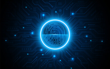 Abstract technology circuit board background. Fingerprint scanning cybersecurity concept. modern technology innovation concept background
