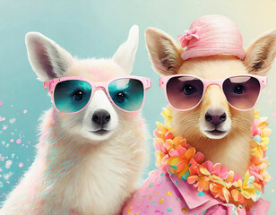 Tiere mit Sonnenbrillen im Partymodus